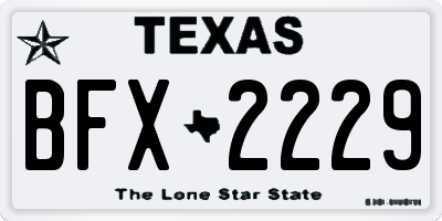 TX license plate BFX2229