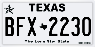 TX license plate BFX2230