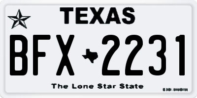 TX license plate BFX2231