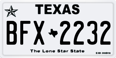 TX license plate BFX2232