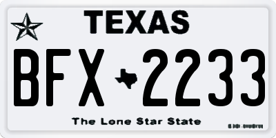 TX license plate BFX2233