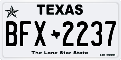 TX license plate BFX2237