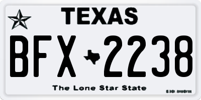 TX license plate BFX2238