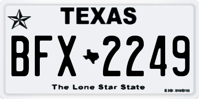TX license plate BFX2249
