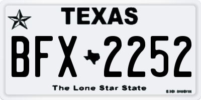 TX license plate BFX2252