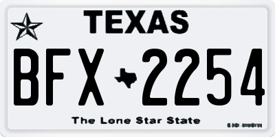 TX license plate BFX2254