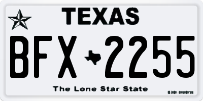 TX license plate BFX2255