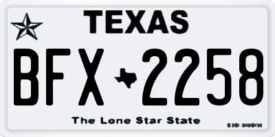 TX license plate BFX2258