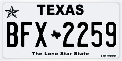TX license plate BFX2259