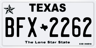 TX license plate BFX2262