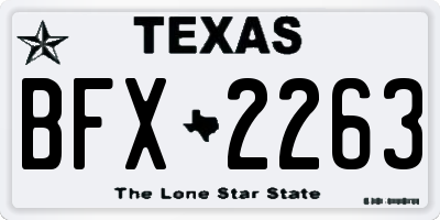 TX license plate BFX2263