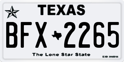 TX license plate BFX2265