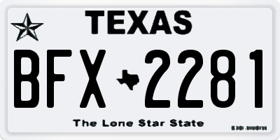 TX license plate BFX2281