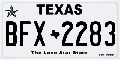 TX license plate BFX2283