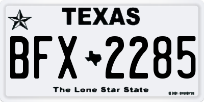 TX license plate BFX2285
