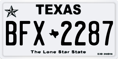 TX license plate BFX2287