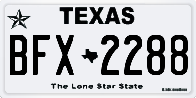 TX license plate BFX2288