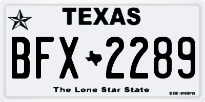 TX license plate BFX2289