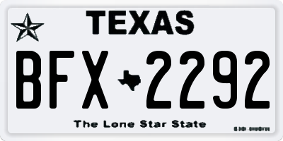 TX license plate BFX2292