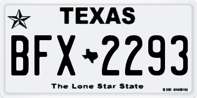 TX license plate BFX2293