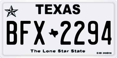 TX license plate BFX2294