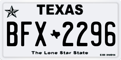 TX license plate BFX2296