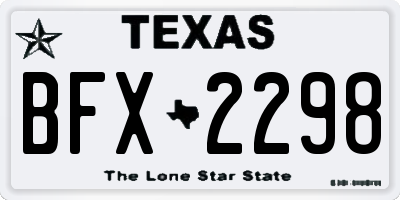 TX license plate BFX2298