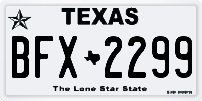 TX license plate BFX2299
