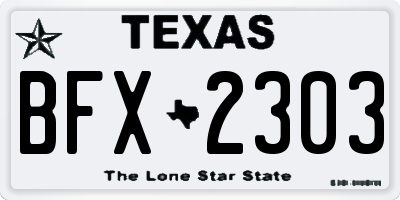 TX license plate BFX2303