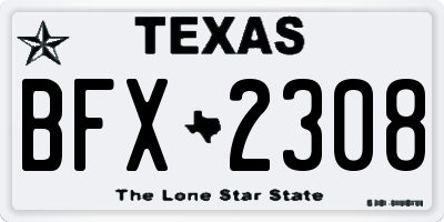 TX license plate BFX2308