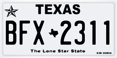 TX license plate BFX2311