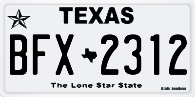 TX license plate BFX2312
