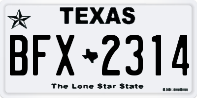 TX license plate BFX2314