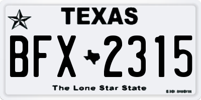 TX license plate BFX2315