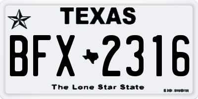 TX license plate BFX2316