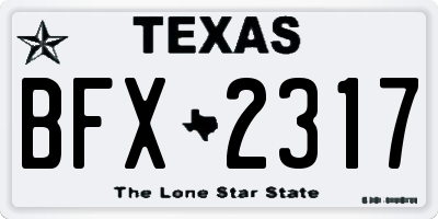 TX license plate BFX2317