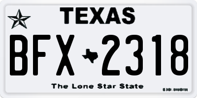 TX license plate BFX2318