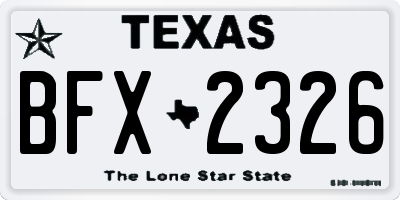 TX license plate BFX2326
