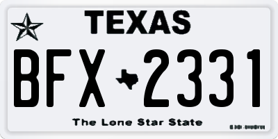 TX license plate BFX2331