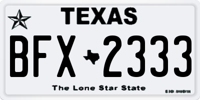 TX license plate BFX2333