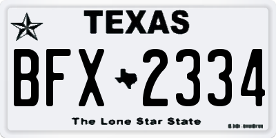 TX license plate BFX2334