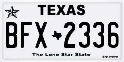 TX license plate BFX2336