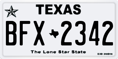 TX license plate BFX2342