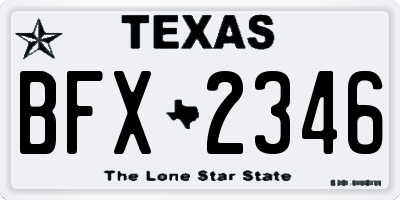 TX license plate BFX2346