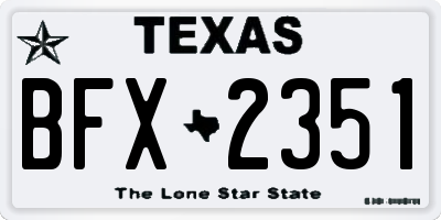 TX license plate BFX2351