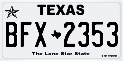 TX license plate BFX2353