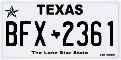 TX license plate BFX2361