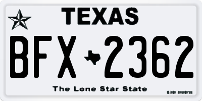 TX license plate BFX2362