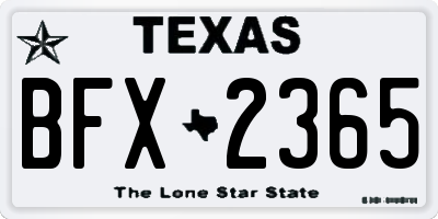 TX license plate BFX2365