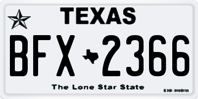 TX license plate BFX2366